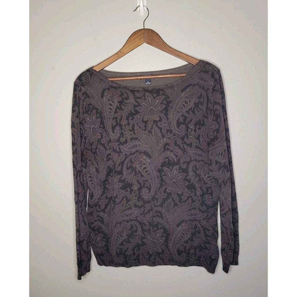 American Living Women's XL Sweater Shirt Top Blouse Brown Purple Black Cardigan‎ - Picture 7 of 11